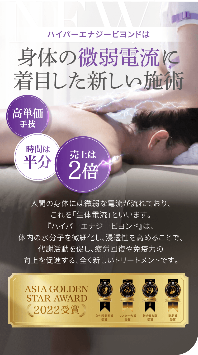 ハイパーエナジービヨンドは身体の微弱電流に着目した新しい施術